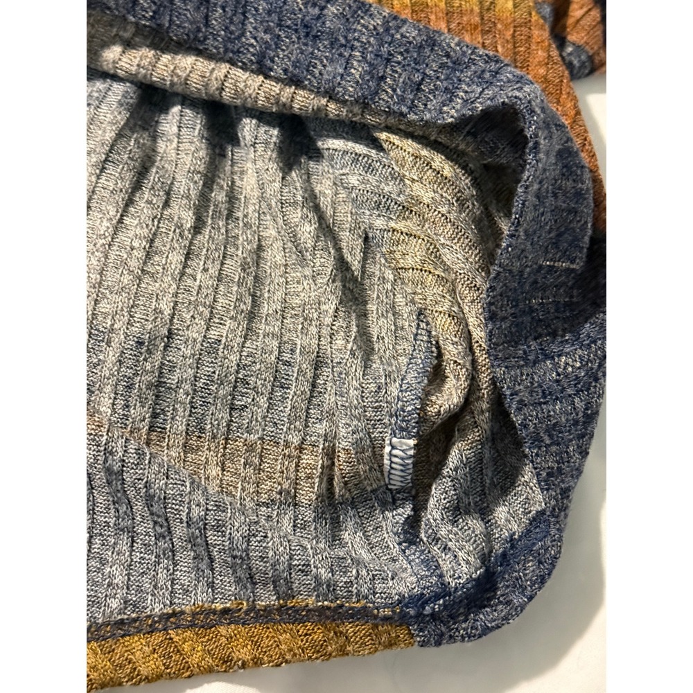 Boho Ariella Womens Striped Ribbed Cowl Neck Sweater Lace Up Back Multi Color L - Picture 8 of 12
